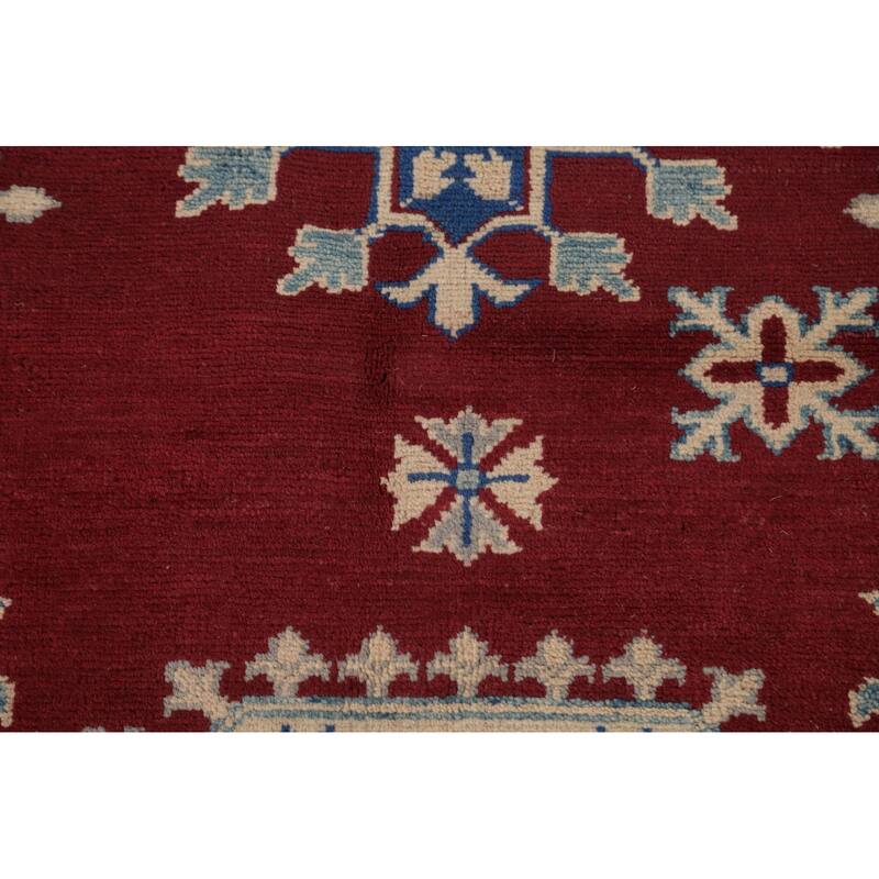 Geometric Red Kazak Area Rug Wool Carpet - 8'0" x 11'8"