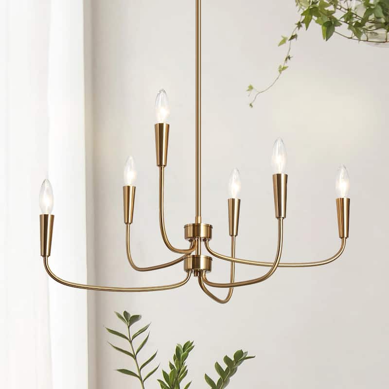 Modern Gold 8-Light Chandelier French Country Wheel Pendant for Dining Room - Upgraded Electroplating Gold