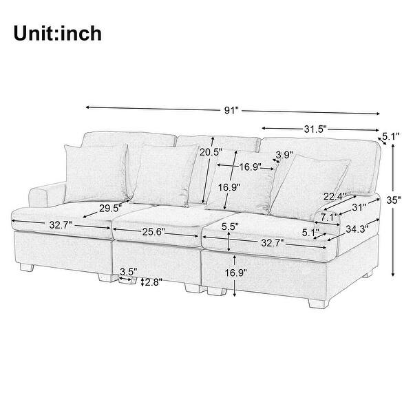 3 Seat Sofa with Removable Back and Seat Cushions Bed Bath & Beyond