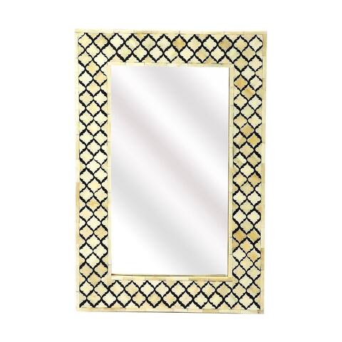 Offex Transitional Bone Inlay Rectangular Wall Mirror - Off White - Off White