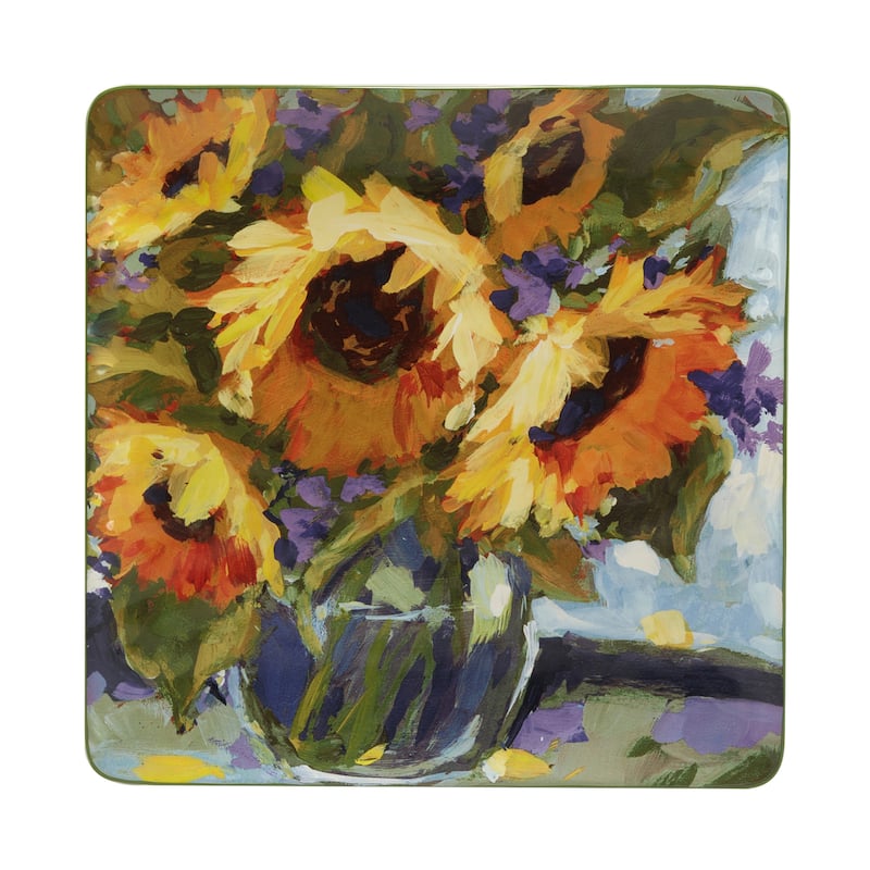 Certified International Sunflower Bouquet Square Platter 12.5" - 12.5" x 12.5"
