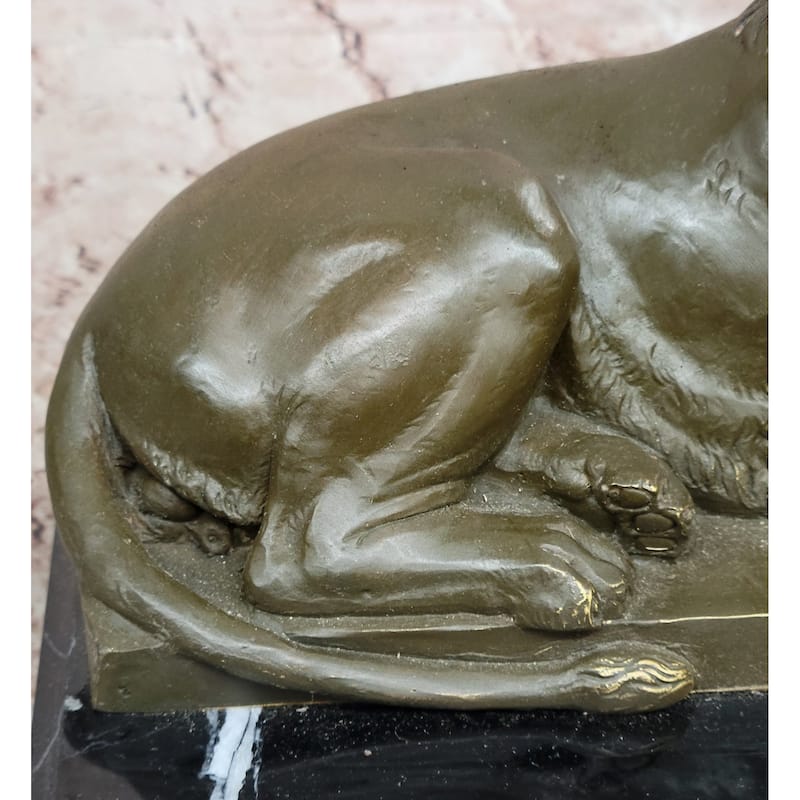 Reclining Lion Bronze Sculpture - Majestic Wildlife Symbol Art