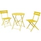 preview thumbnail 3 of 11, 3pc Metal Folding Bistro Set, Weather-Resistant Outdoor/Indoor Conversation Set for Patio, Yard, Garden