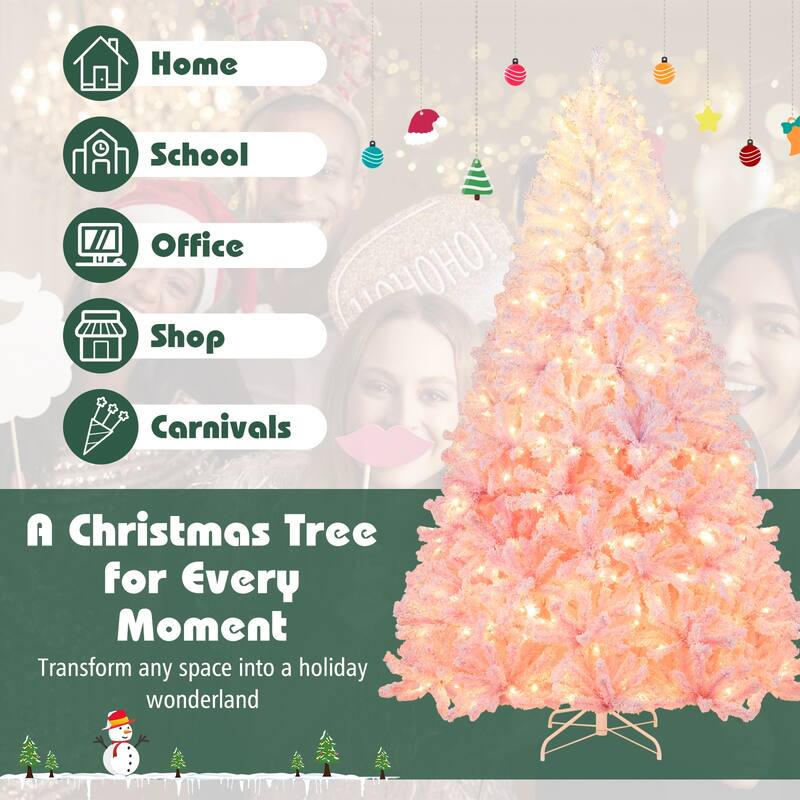 Costway 5/6/7/8 FT Artificial Christmas Tree with 180/250/350/470 Warm - See Details