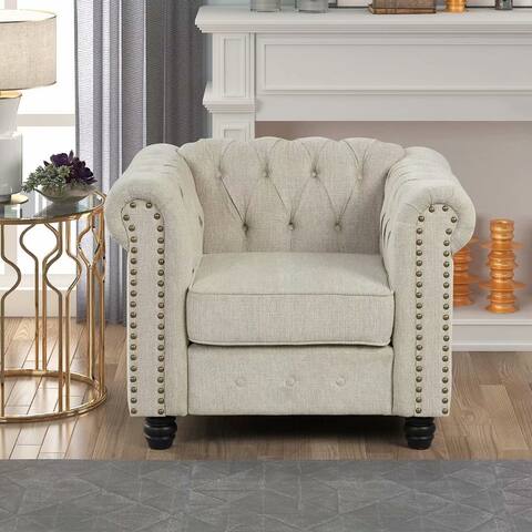 Morden Fort Tufted Upholstered Chesterfield Armchair
