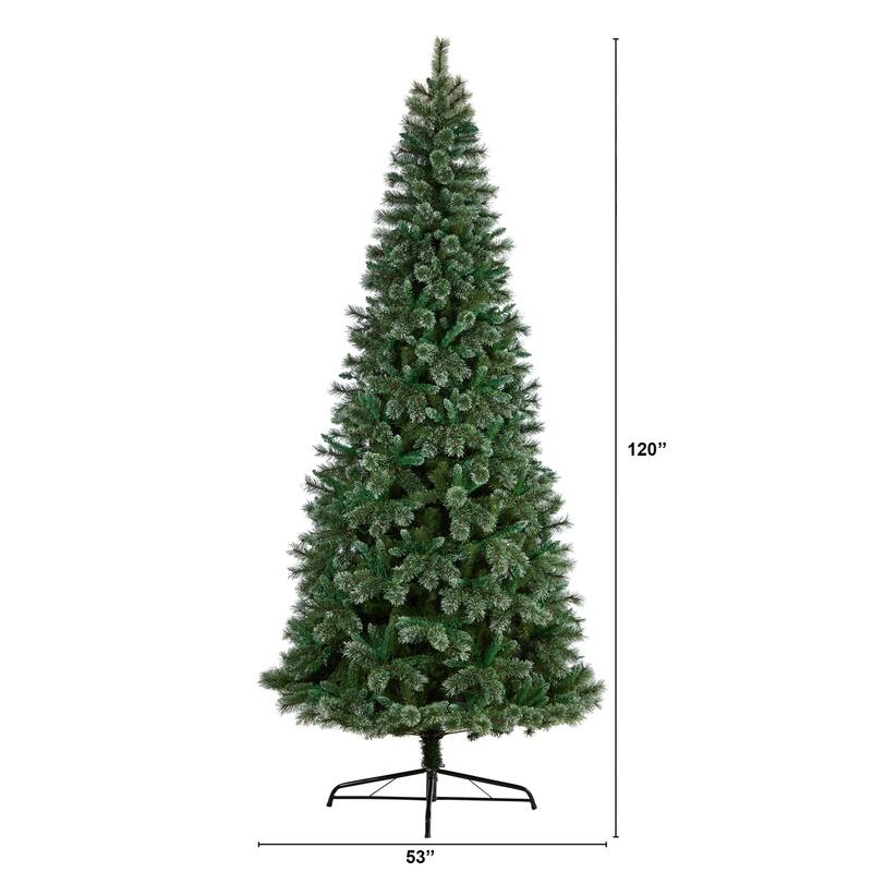 10ft. Slim Snow Tip Pine Artificial Christmas Tree with 1652 Branches - Towering Seasonal Holiday X-Mas Display