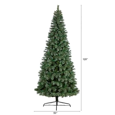 10ft. Slim Snow Tip Pine Artificial Christmas Tree with 1652 Branches - Towering Seasonal Holiday X-Mas Display