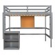 preview thumbnail 18 of 28, Full size Loft Bed with Desk, Writing Board and Drawers Cabinet, White