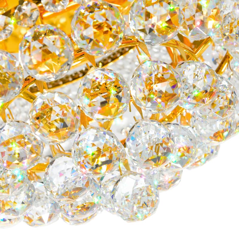 Empire 3 Light 12in Gold Flush Mount with Crystals