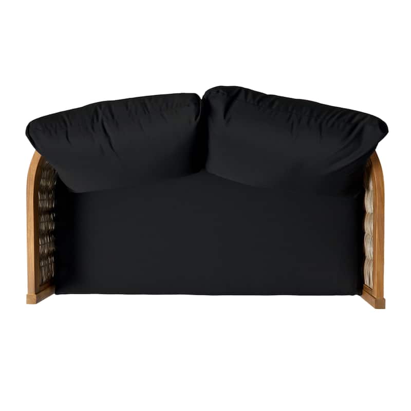 Burchett Outdoor Acacia Wood and Wicker 4 Seater Chat Set with Cushions by Christopher Knight Home