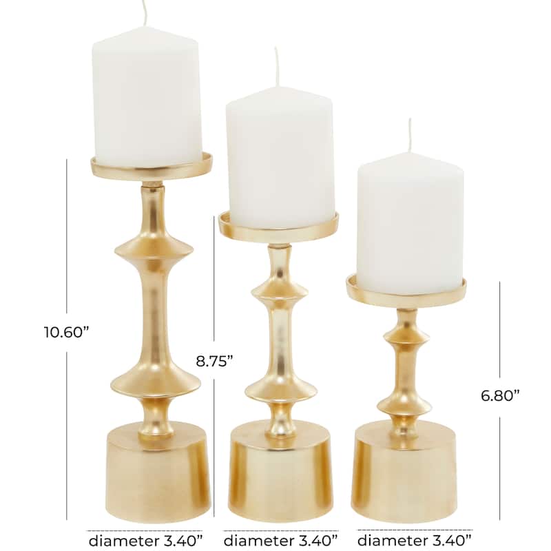 CosmoLiving by Cosmopolitan Gold Aluminum Pillar Candle Holder (Set of 3)