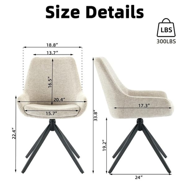 dimension image slide 3 of 4, Swivel Dining Chairs set of 2/4,Mid Century Modern Dining Room Chairs