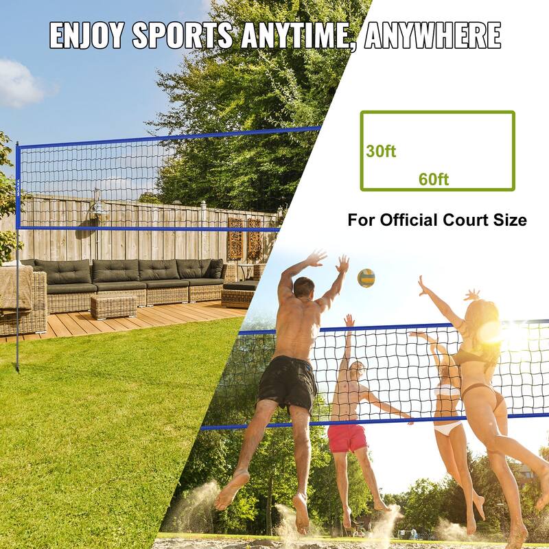 VEVOR Outdoor Portable Volleyball Net System,Pump,Carrying Bag,Heavy Duty Volleyball Net for