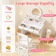 preview thumbnail 11 of 17, Kids Vanity Set with Mirror Princess Makeup Dressing Desk and Chair Set with Mirror-White