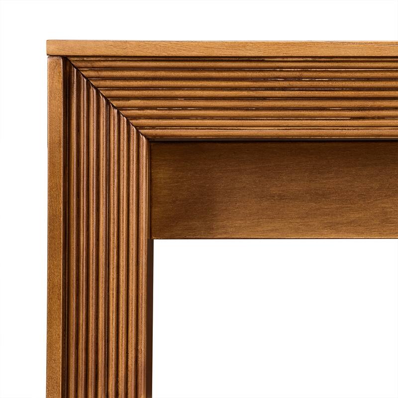 Fluted Counter Height Bar Table Set for Two with Upholstered Bar Stool and Solid Wood Legs