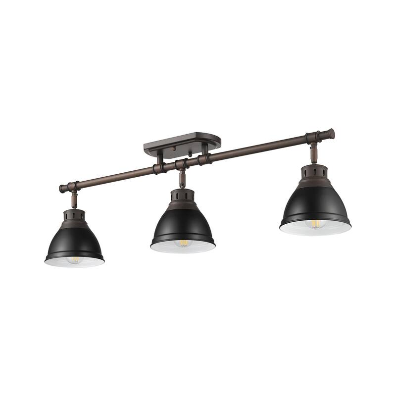 Yep by Golden Lighting Duncan 3-light Semi-Flush Mount in Rubbed Bronze and Matte Black shade