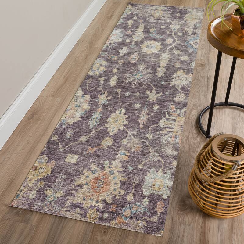Machine Washable Indoor/ Outdoor Casual Traditional Chantille Rug