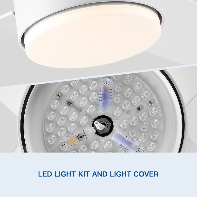 44" Intergrated LED Ceiling Fan Lighting with White ABS Blade