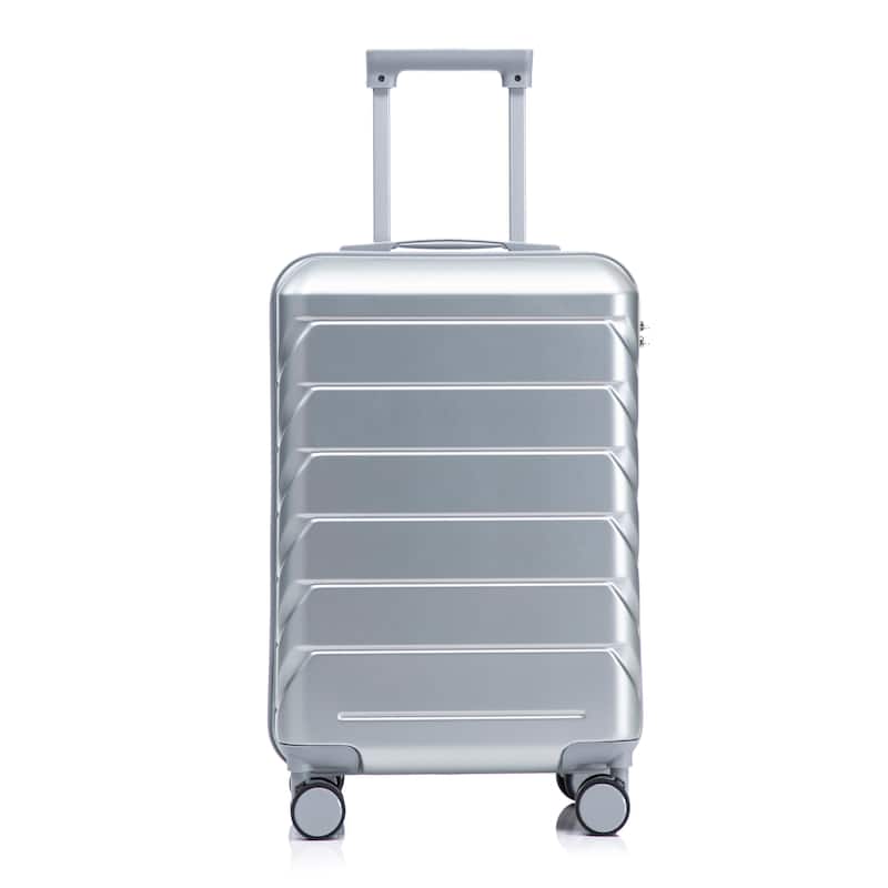 20 Inch ABS Hard Shell Travel Checked Luggage, Scratch Resistant Surface Four Multi-Directional Wheels, With Combination Lock - Silver
