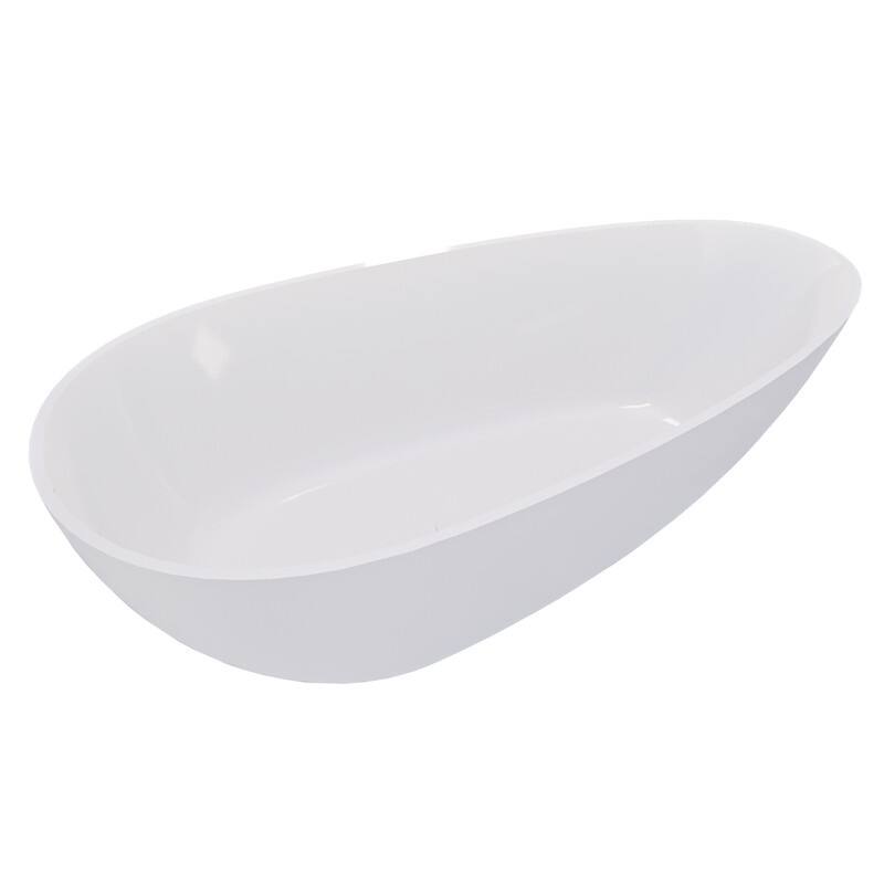 ABRUZZO 59" x 31" Freestanding Solid Surface Soaking Bathtub with Overflow and Drain in Glossy White