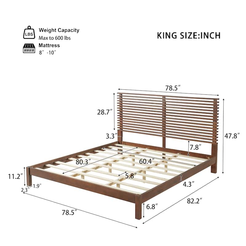 Christopher Knight Home - Stirling Contemporary Bedroom Set with Horizontal Slats Design Bed Frame & Shelf Storage Nightstands