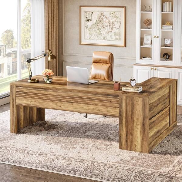 72.8 Inches L Shaped Executive Desk with 47.24 Inches Cabinet Brown Bed Bath Beyond 42410197