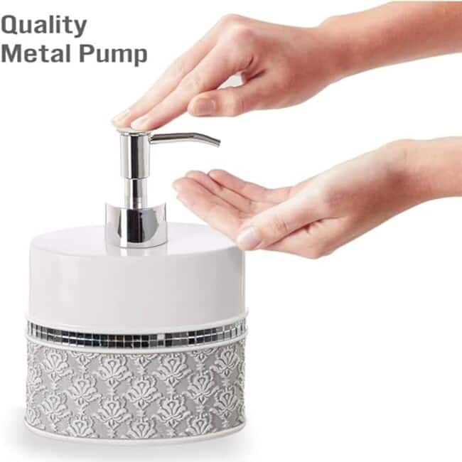 Creative Scents Mirror Damask Grey and White Soap Dispenser - White /Grey - Grey /White