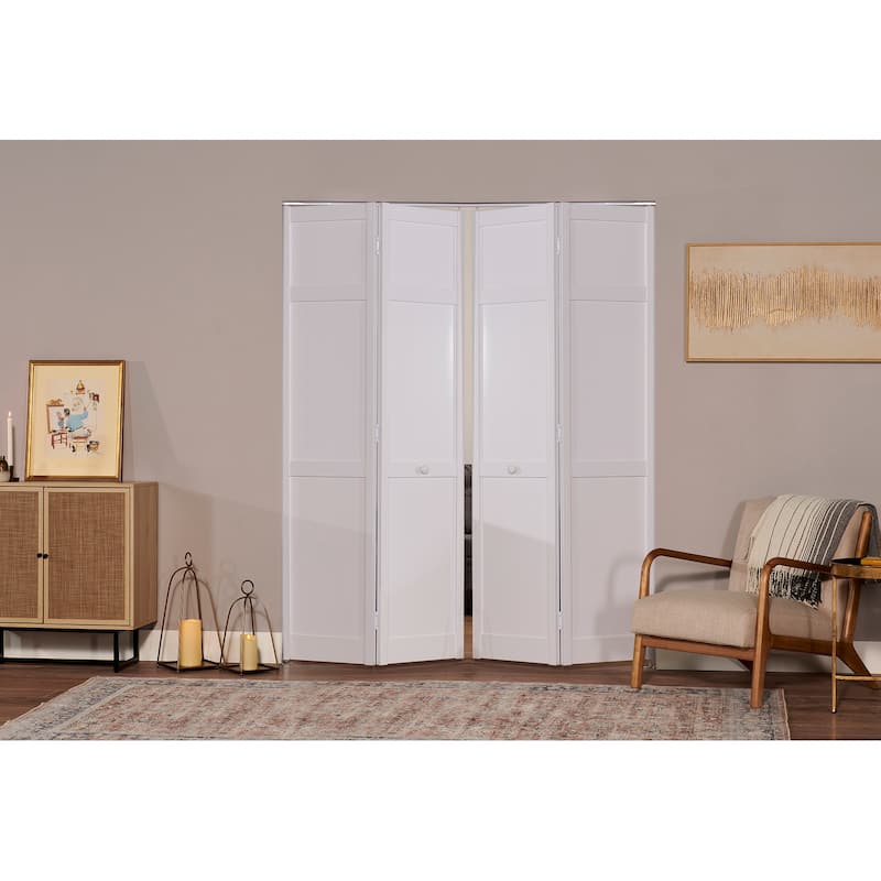 Seabrooke Shaker Style White PVC 72-inch Double Bifold Door