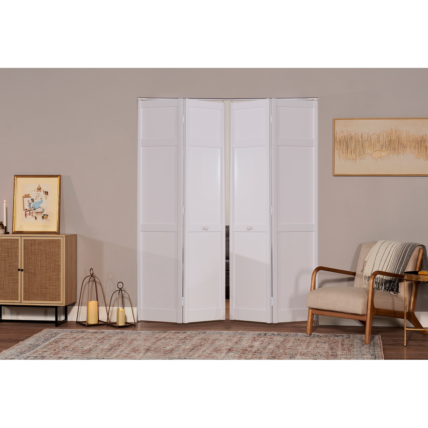 Seabrooke Shaker Style White PVC 72-inch Double Bifold Door