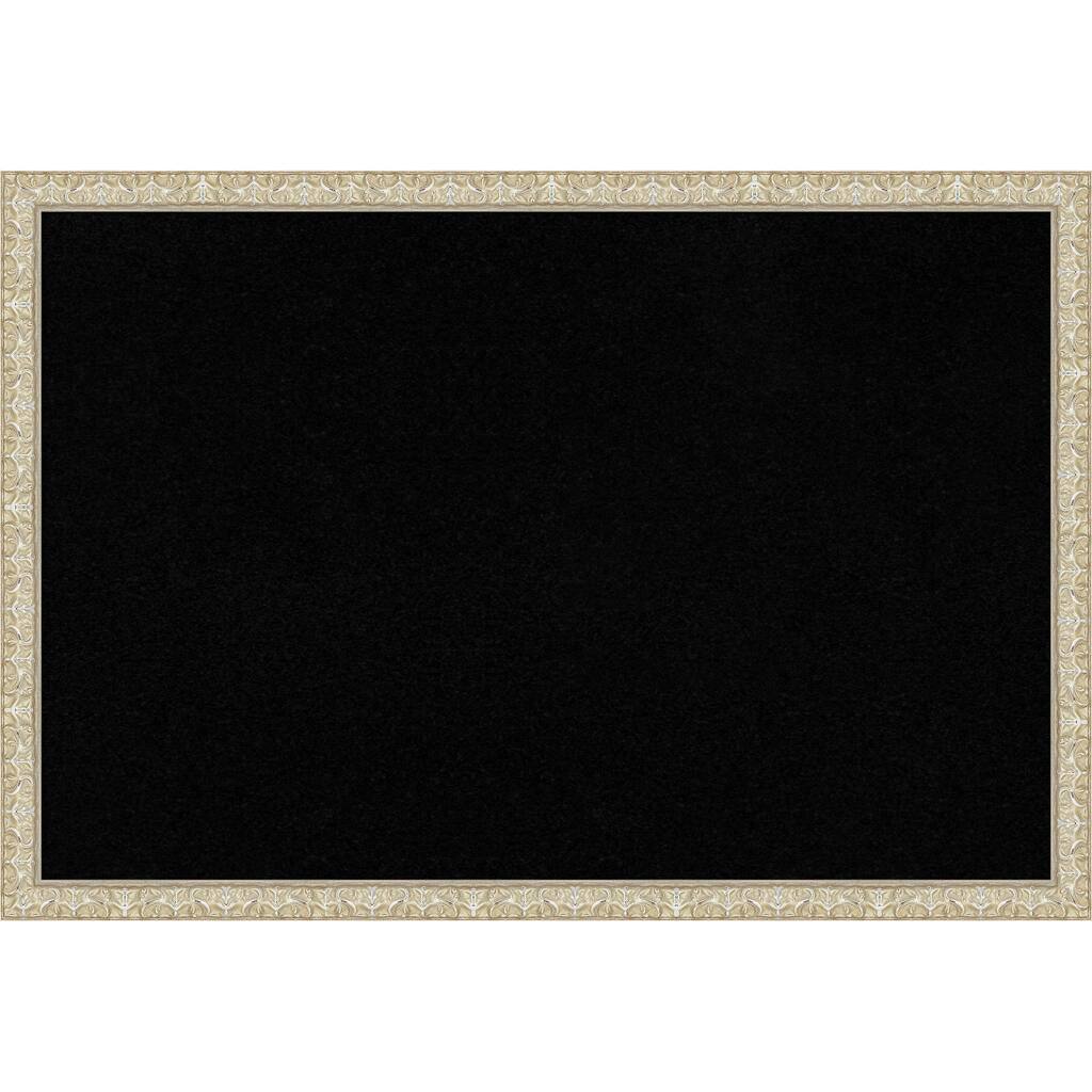 Lila Silver Wood Framed Cork Board - Bulletin Board, Organization Board, Pin Board