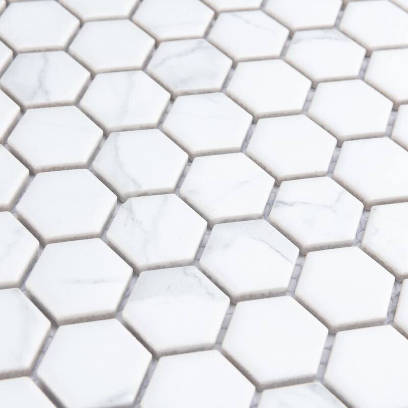 Merola Tile Carrione 1" Hex Matte Carrara 10-1/4" x 11-7/8" Porcelain Floor and Wall Tile