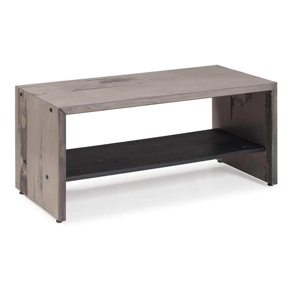 Shop Offex 42 Solid Rustic Reclaimed Pine Wood Entry Bench Gray