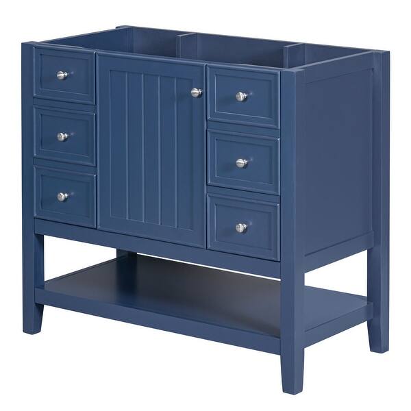 Blue 36 Inch Bathroom Vanity without Sink Base Only Bed Bath