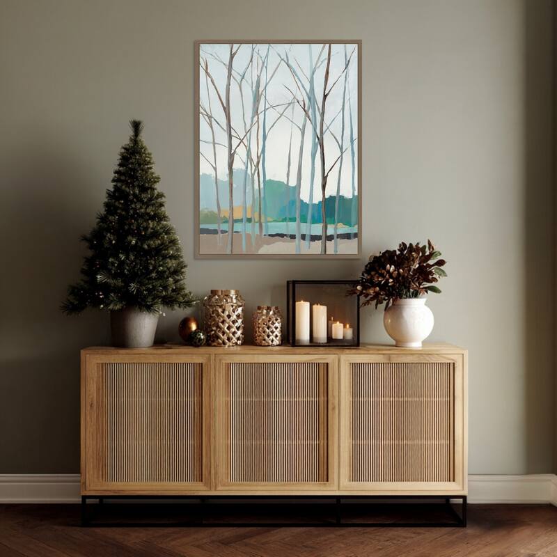 Winter Trees II by Isabelle Z Framed Canvas Wall Art Print - Sylvie Dark Gold