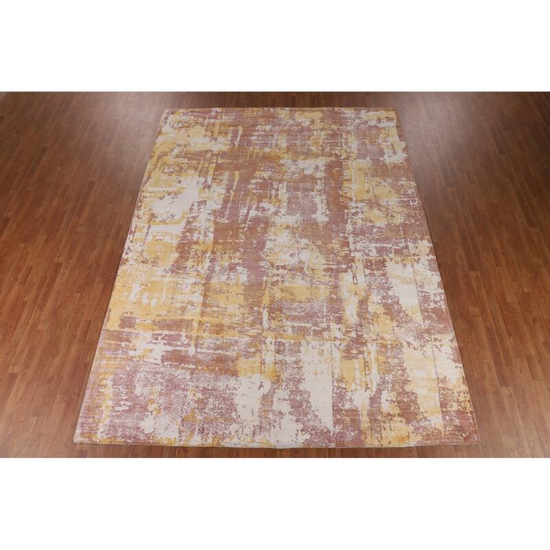 All-Over Contemporary Abstract Area Rug Hand-Knotted Wool Carpet - 9'0" X 12'0"