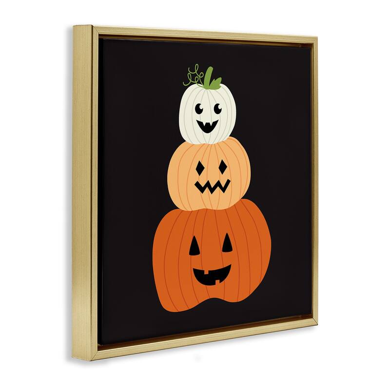 Stupell Happy Jack-o-Lanterns on Black Framed Floater Canvas Wall Art Design By Sazerelli Designs