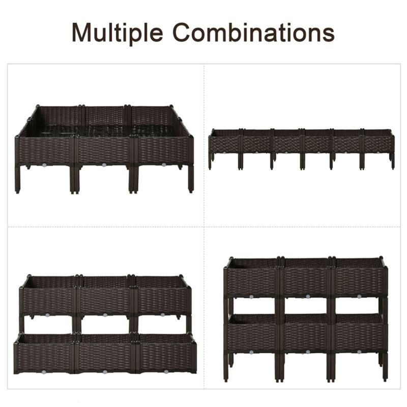 Set of 6 Elevated Garden Beds Polypropylene Raised Planter Boxes for Vegetables Herbs and Flowers