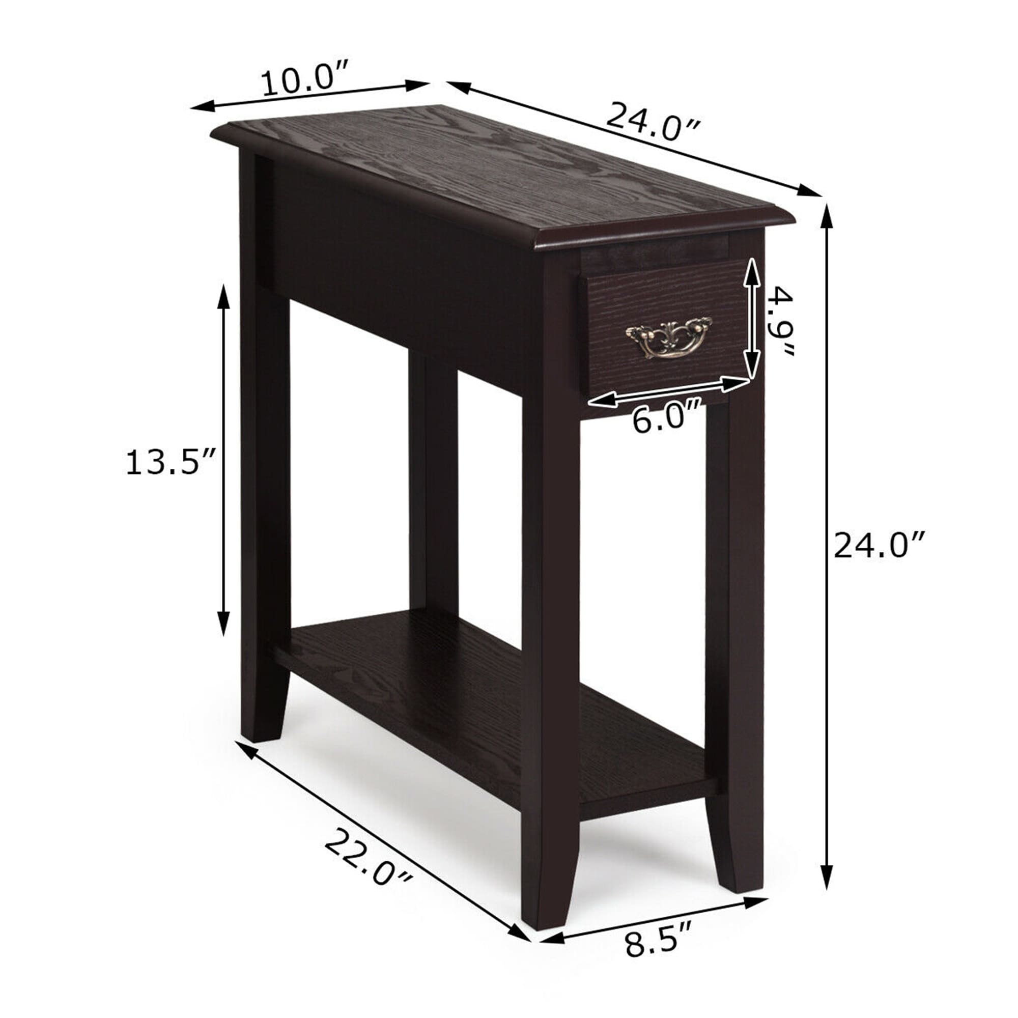 Shop Gymax 2 Tier End Bedside Sofa Side Table Narrow Nightstand W Drawer See Details On Sale Overstock 31970344