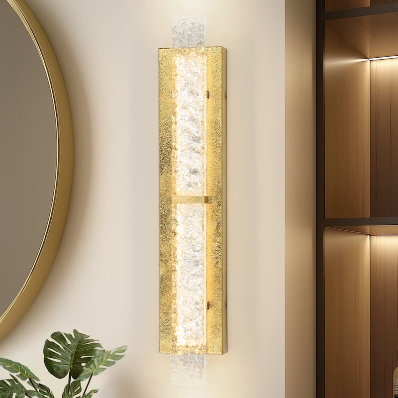 Modern Glam 1-Light LED Gold Wall Sconce Linear Vanity Lights - L24.2" x W4.3"