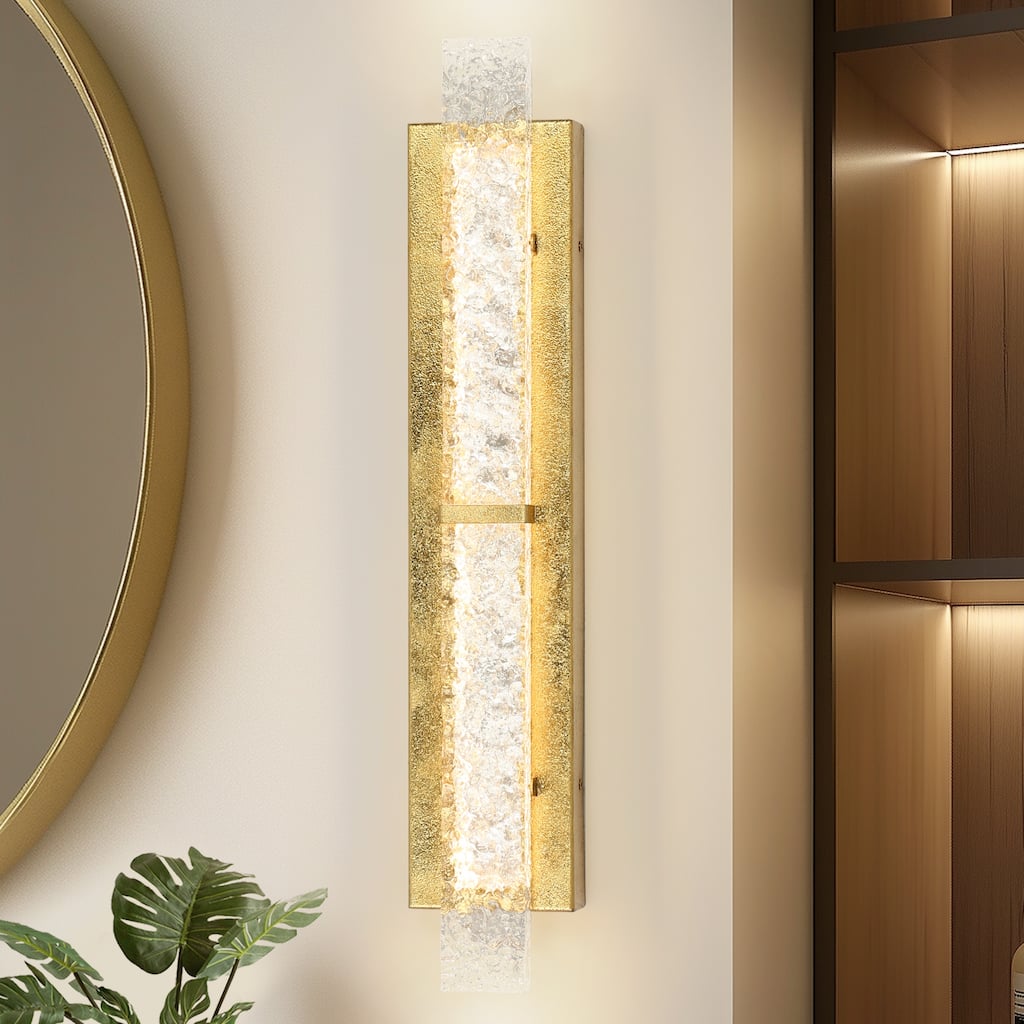 Modern Glam 1-Light LED Gold Wall Sconce Linear Vanity Lights - L24.2" x W4.3"