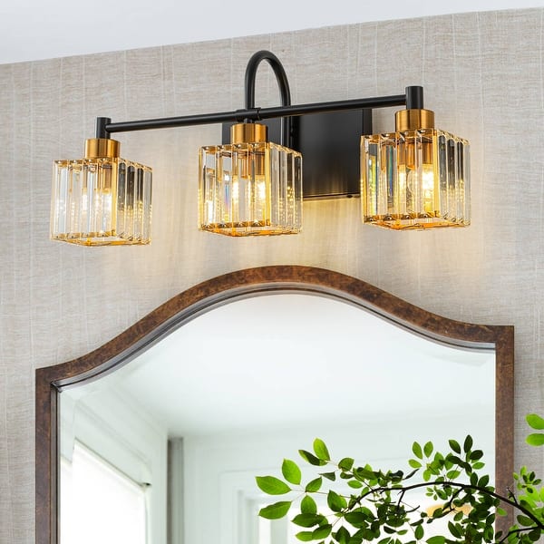 slide 2 of 24, 3/4/5-Light Modern Industrial Dimmable Crystal Bathroom Vanity Light 20.9 in. W