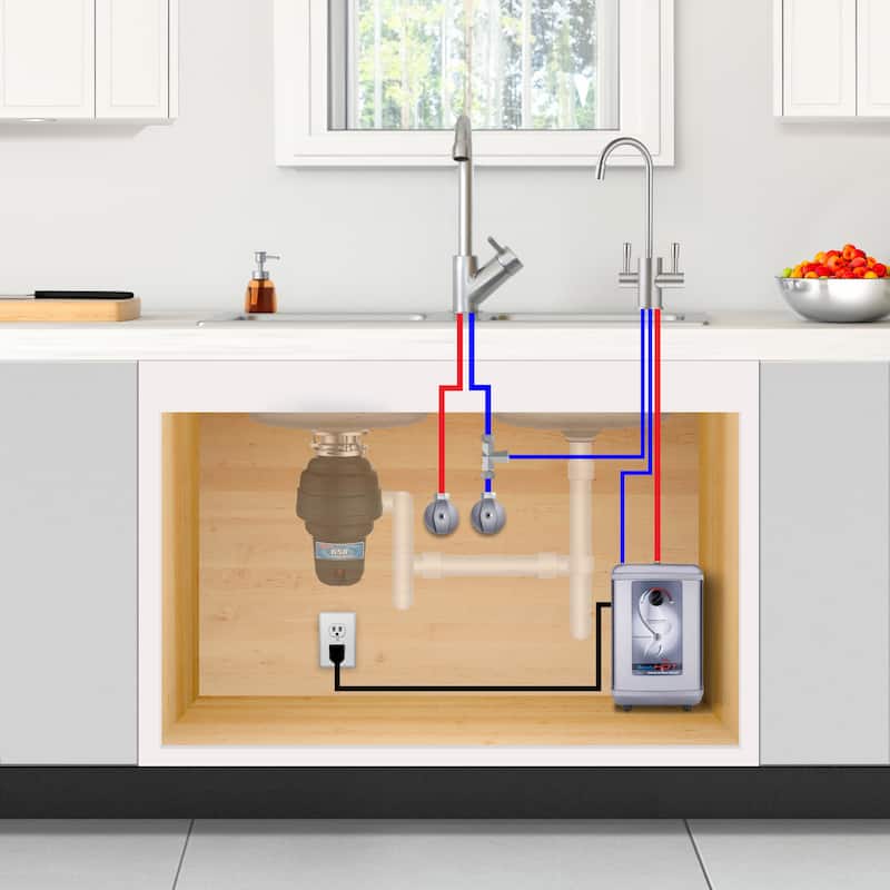 Ready Hot 200 Instant Hot Water Tank, Dual Handle Brushed Nickel Faucet