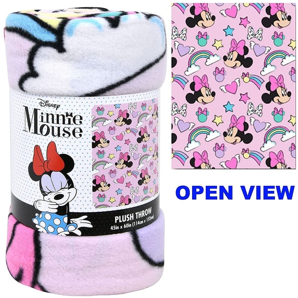 Disney Minnie Mouse Fleece Throw Blanket and Tote Bundle White