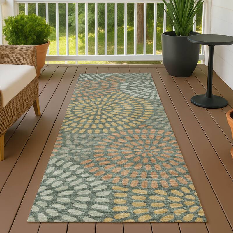 Machine Washable Indoor/ Outdoor Casual Ric Chantille Rug - Basil - 2'3" x 7'6"