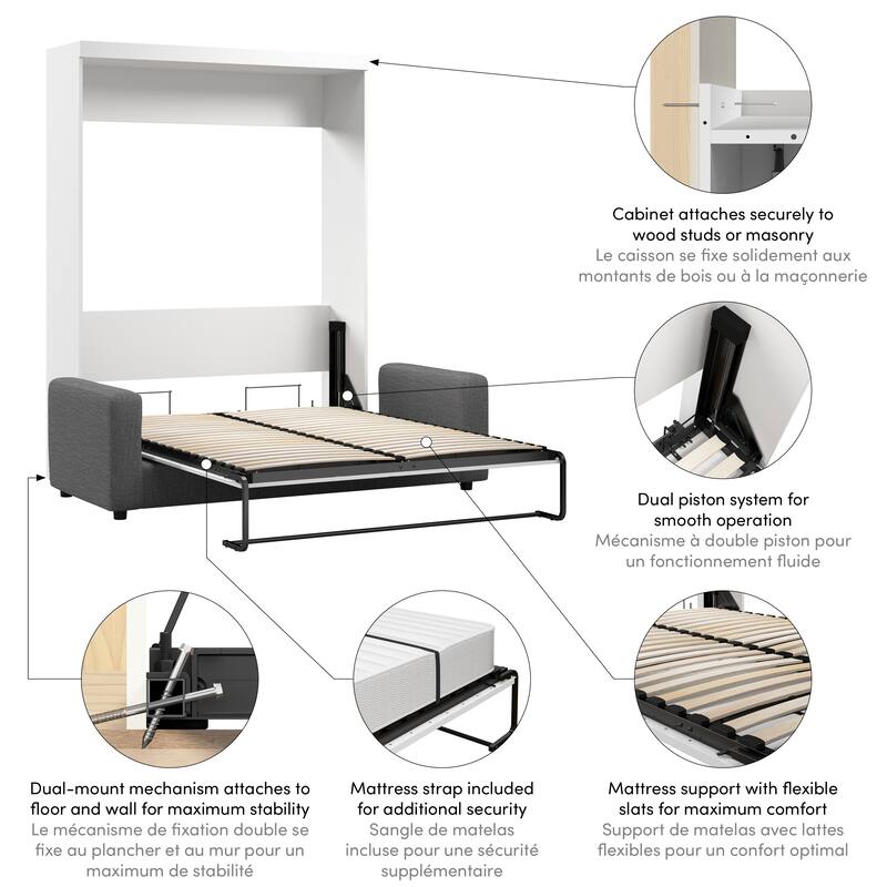 Bestar Nebula Space-Saving Murphy Bed with Sofa for Living Room