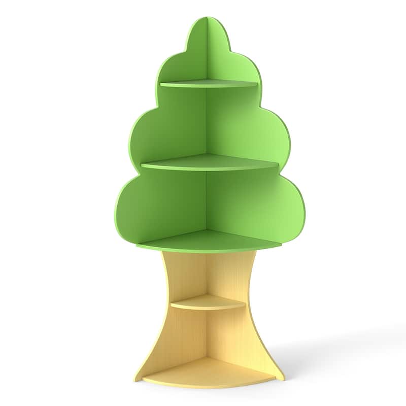 5-Tier Kids Tree Bookshelf for Bedrooms Playrooms Classroom Storage with Anti-Tip Design - 19" x 19" x 52"