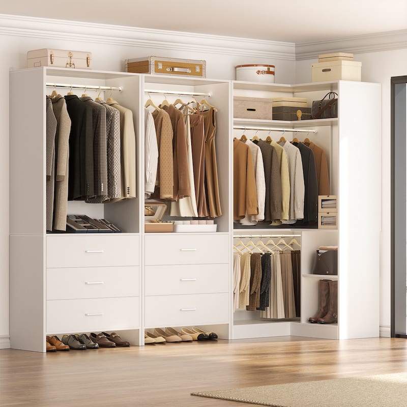 Cimly Set of 3 Freestanding Corner Closet System, Space-saving Closet Organizer for Walk-in/ Reach-in Closet - 81'' - White