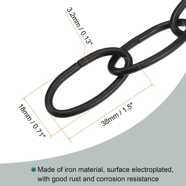 Pendant Light Fixture Chains 3.2mmx1m Chandelier Hanging Links Black