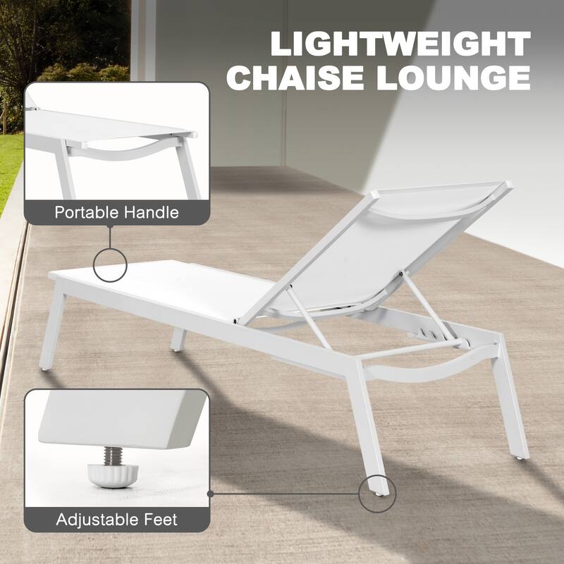 Outdoor Aluminum Chaise Lounge Chair with 6 Adjustable Backrest