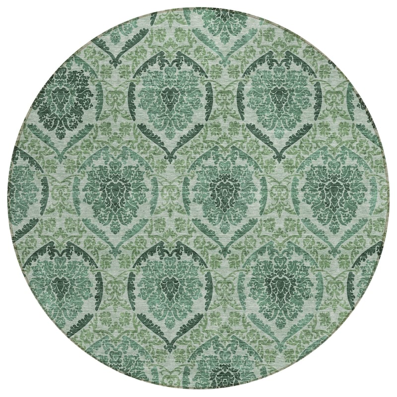 Machine Washable Indoor/ Outdoor Chantille Traditional Damask Rug